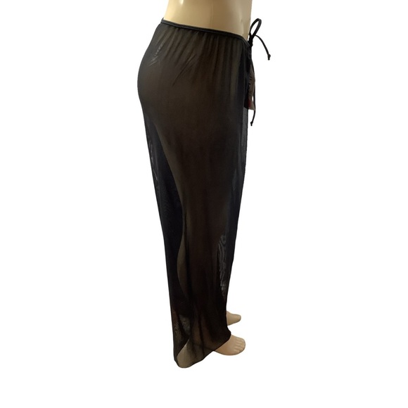 Zuliana Black Mesh Sheer Adjustable Waist Tie Pants, Made in USA. New With Tags. - Picture 3 of 4